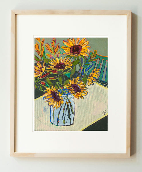 "Sunnies in a Teal Chair" Art Print