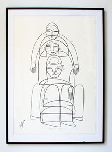 "Tough To Be So Young" Line Drawing, Framed