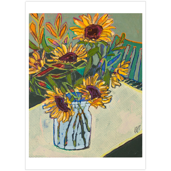 "Sunnies in a Teal Chair" Art Print