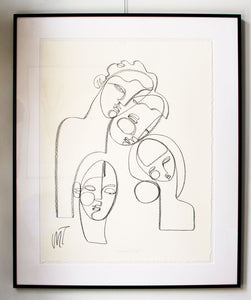 "Everyone's Tired" Line Drawing, Framed