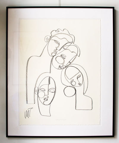 "Everyone's Tired" Line Drawing, Framed